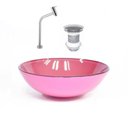 Ver imagem 1 de Kit Cuba Vidro Redonda 35cm Torneira + Válvula