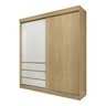 Guarda-roupa Casal Bagda 100% MDF 3 Portas 3 Gavetas Castanho/Off White - 7