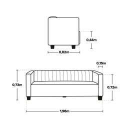 Sofá 3 Lugares Diamante 196cm Redenobre Cor:preto; - 4