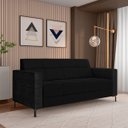 Ver imagem 1 de Sofá Living Decorativo Houston 2 Lugares 200cm Pés em Metal Veludo/ Pu Bege/ Preto G33 - Gran Belo