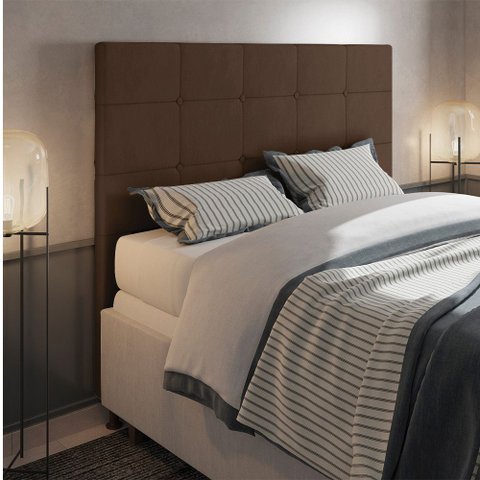Cabeceira Casal Queen Cama Box 160cm para Quarto Stambul Suede Marrom M11 - D’Rossi