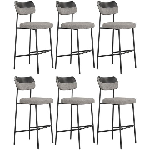 Banqueta Alta Bar Estofada Kit 6 Milli Linho Cinza/preto A14 - Mpozenato