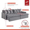 Ver imagem 3 de Sofá Retrátil e Reclinável Modulado 214cm Pés em Madeira Maciça Portugal 