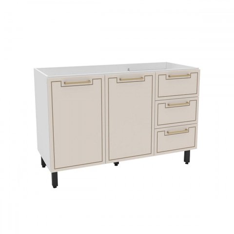 Balcão de Cozinha para Pia Amara 2 Portas 3 Gavetas Branco/creme - Politorno