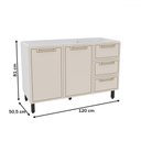 Ver imagem 3 de Balcão de Cozinha para Pia Amara 2 Portas 3 Gavetas Branco/creme - Politorno