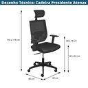 Ver imagem 4 de Cadeira Escritório Giratória Nr-17 Presidente Atenas Or Design Tela Mesh Preto Base Rodizio Nylon