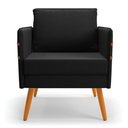 Ver imagem 4 de Kit 01 Namoradeira 02 Lugares e 01 Poltrona Mari Suede Preto Pés Palito Castanho - D’rossi