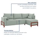 Ver imagem 5 de Sofá 4 Lugares Bipartido com Chaise 2,75 x 1,60m Holanda Base Madeira