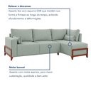 Ver imagem 7 de Sofá 4 lugares Bipartido com Chaise 2,75 x 1,60m Holanda Base Madeira Cinza
