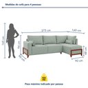 Ver imagem 3 de Sofá 4 Lugares Bipartido com Chaise 2,75 x 1,60m Holanda Base Madeira