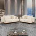 Ver imagem 1 de Conjunto de Sofá 2 e 3 Lugares Pés em Madeira Maciça Ingla