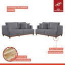 Ver imagem 3 de Conjunto de Sofá 5 Lugares Linho Cinza Ingla 190cm e 140cm