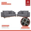 Ver imagem 4 de Conjunto de Sofá 5 Lugares Linho Cinza Ingla 190cm e 140cm