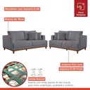 Ver imagem 5 de Conjunto de Sofá 5 Lugares Linho Cinza Ingla 190cm e 140cm