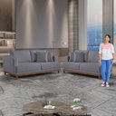 Ver mais imagens de Conjunto de Sofá 5 Lugares Linho Cinza Ingla 190cm e 140cm