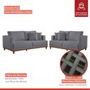 Ver imagem 4 de Conjunto de Sofá 5 Lugares Linho Cinza Ingla 190cm e 140cm