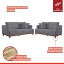 Ver imagem 3 de Conjunto de Sofá 5 Lugares Linho Cinza Ingla 190cm e 140cm