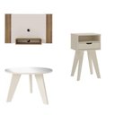 Ver imagem 2 de Conjunto Sala Estar Painel para Tv até 40 Pol Centro com Espelho e Mesa de Apoio Vip Bege Off White