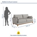 Ver imagem 3 de Sofá 3 Lugares 206cm Living 2 Almofadas Tecido Impermeável Dinamarca Bege Acqua Block
