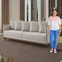 Ver imagem 7 de Sofá Living 3 Lugares 215cm Pés em Madeira Maciça Linho Suécia 