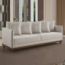 Ver imagem 1 de Sofá Living 3 Lugares 215cm Pés em Madeira Maciça Linho Suécia 