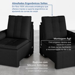 Sofá Palmeira Retrátil Reclinável 3 Lugares 180cm Veludo CabeCasa MadeiraMadeira - 8