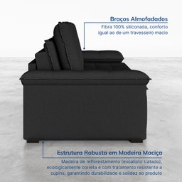 Sofá Palmeira Retrátil Reclinável 3 Lugares 180cm Veludo CabeCasa MadeiraMadeira - 9
