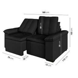 Sofá Palmeira Retrátil Reclinável 3 Lugares 180cm Veludo CabeCasa MadeiraMadeira - 4