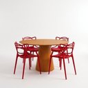 Ver imagem 2 de Conjunto Sala de Jantar 4 Lugares Redonda Madeira Cairo Yescasa