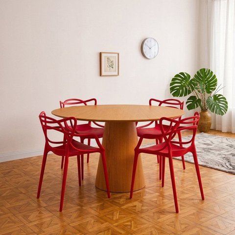 Conjunto Sala de Jantar 4 Lugares Redonda Madeira Cairo Yescasa