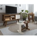 Ver imagem 1 de Conjunto Sala de Estar Rack para Tv até 50 Pol Frank com Mesa de Centro Oval Isis e Bar com Espelho