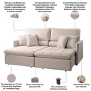 Ver imagem 4 de Sofá com Chaise Naína K01 3 Lugares Retrátil e Reclinável 174cm Bege Lyam Decor