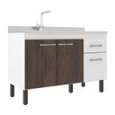 Ver imagem 3 de Balcão de Cozinha sem Tampo Monaco 2 Portas e 2 Gavetas Branco/Castanho