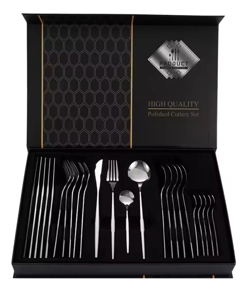 Ver imagem 2 de Faqueiro Aço Inox 24 Peças Talheres Design Europeu Caixa