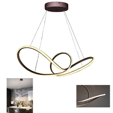 Lustre Pendente Arco Infinito 3 em 1 Aneis Led 49w Luminaria Luxo Teto Sala de Jantar