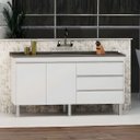 Ver imagem 1 de Gabinete Cozinha 144cm 100% MDF 3 Gavetas 2 Portas Multiuso:Branco