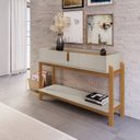 Ver imagem 1 de Aparador para Sala de Estar 2 Gavetas Lizz Bege/Off White/Cedro