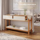 Ver imagem 5 de Aparador para Sala de Estar 2 Gavetas Lizz Bege/Off White/Cedro