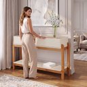 Ver mais imagens de Aparador para Sala de Estar 2 Gavetas Lizz Bege/Off White/Cedro