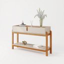 Ver imagem 3 de Aparador para Sala de Estar 2 Gavetas Lizz Bege/Off White/Cedro