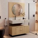 Ver imagem 1 de Armário para Banheiro Suspenso Ripy 100cm Bege/Wood
