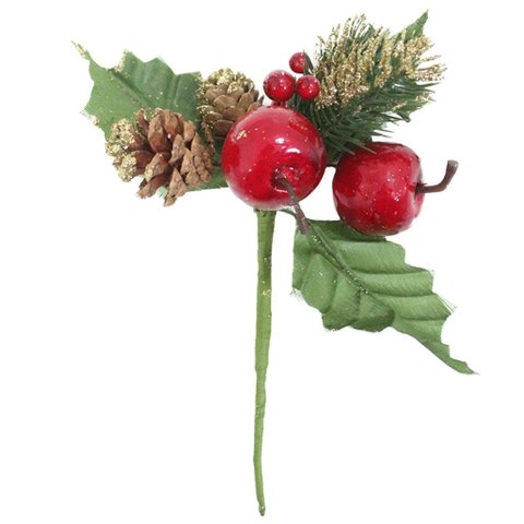 12 Ramos Maçã Decoração de Natal Artificial 18cm