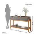 Ver imagem 4 de Aparador para Sala de Estar 2 Gavetas Lizz Cinza/Perola/Cedro