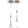 Kit 2 Pendentes Led Gota Vidro Cristal Decor 35cm 3w Dourado - 1