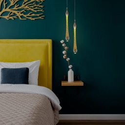 Kit 2 Pendentes Led Gota Vidro Cristal Decor 35cm 3w Dourado - 4