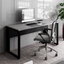 Ver imagem 1 de Mesa Plataforma Individual com Caixa de Tomadas Pés Metal 120cm Industrial Executive Cinza Sagrado e Preto