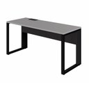 Ver imagem 2 de Mesa Plataforma Individual com Caixa de Tomadas Pés Metal 120cm Industrial Executive Cinza Sagrado E Preto