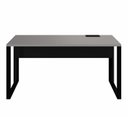 Ver imagem 5 de Mesa Plataforma Individual com Caixa de Tomadas Pés Metal 120cm Industrial Executive Cinza Sagrado E Preto