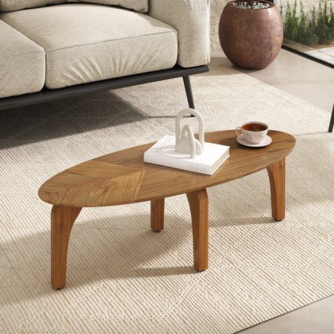 Mesa de Centro em MDF Laminada Folha Orgânico 90x40cm Montreal Marrom