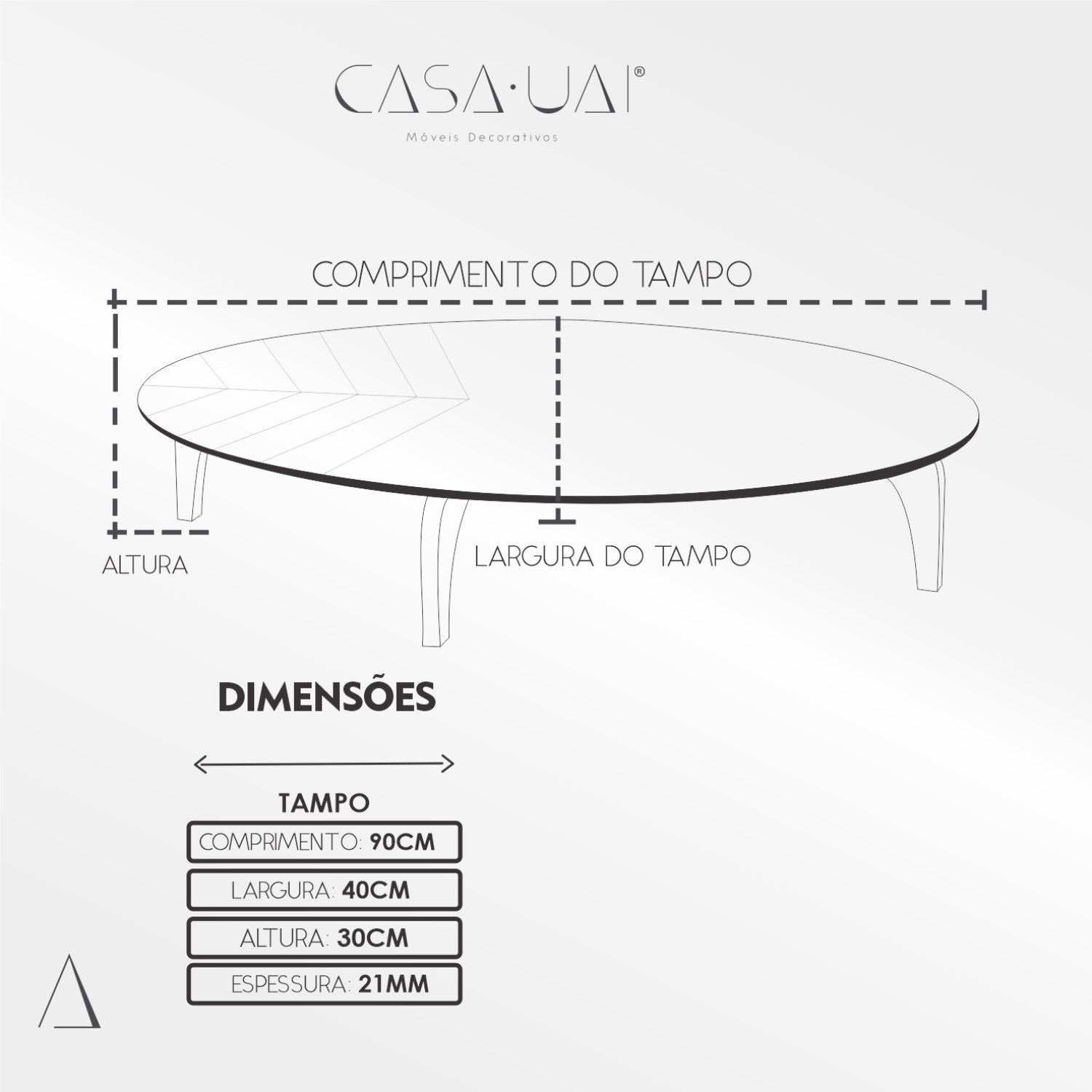 Mesa de Centro Laminada Folha Orgânico 90x40cm Montreal - 4